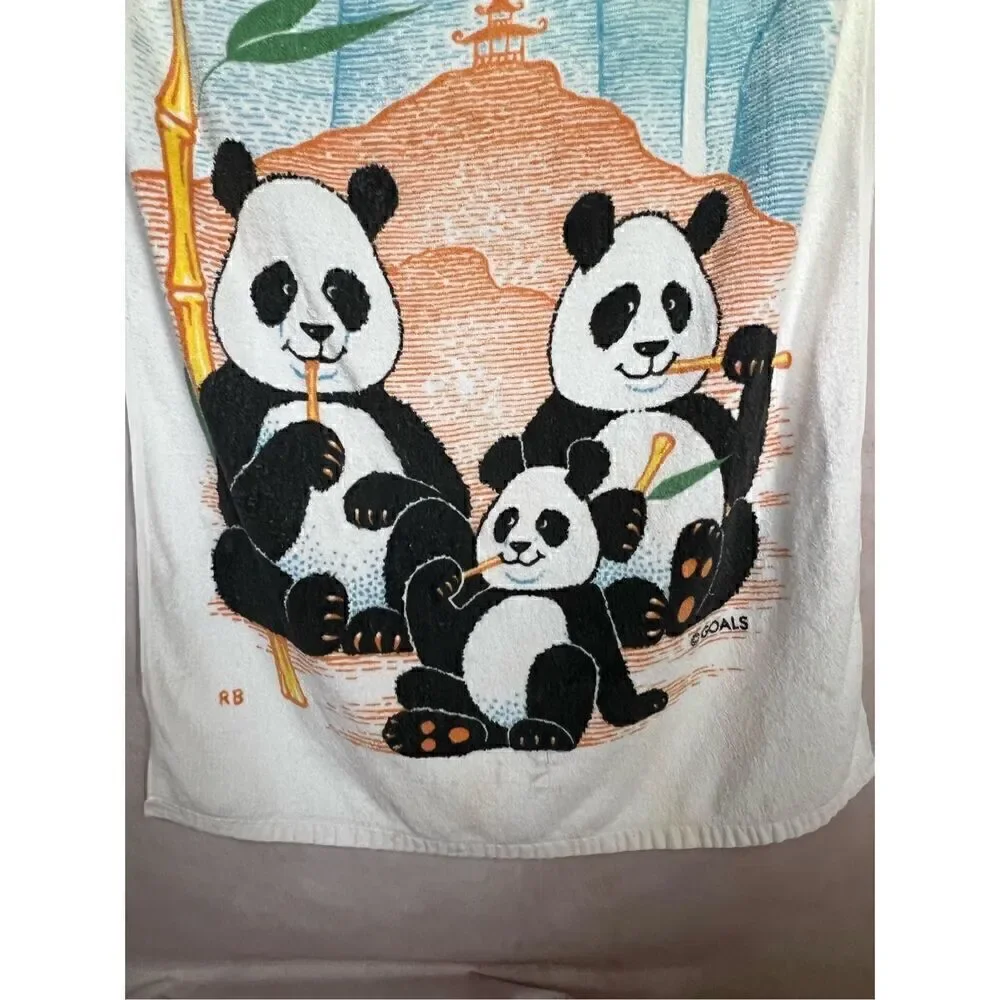 Vintage Beach Towel Pandas